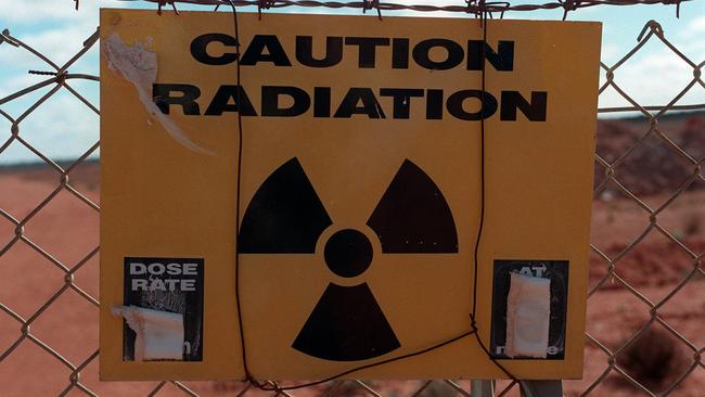 A warning sign at the Maralinga atom bomb test site.