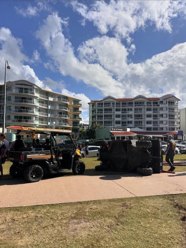 The buggy rolled onto its side. Picture: Instagram