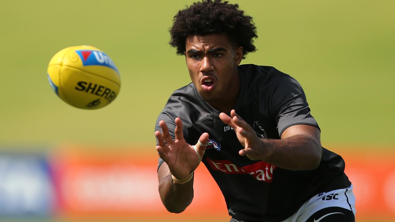 Collingwood’s top draft pick Isaac Quaynor impresses at pre-season training.