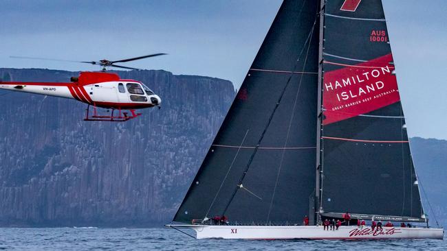 Wild Oats on her way to claiming line honours in the 2018 Sydney to Hobart. Pic: Rolex/Studio Borlenghi.