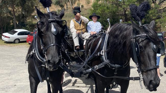 Event-goers could catch a ride on a horse carriage to the fair, as well as a steam bus or mini-van. Picture: Niki Iliagoueva