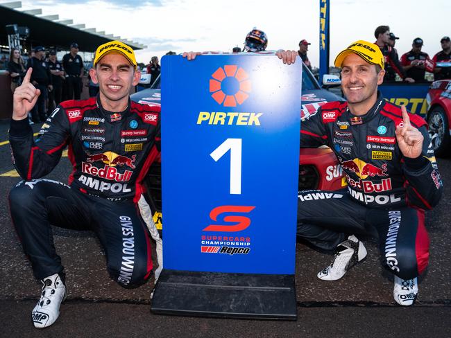 Broc Feeney (L) and Jamie Whincup (R) won at Sandown in September. Picture: Daniel Kalisz/Getty Images