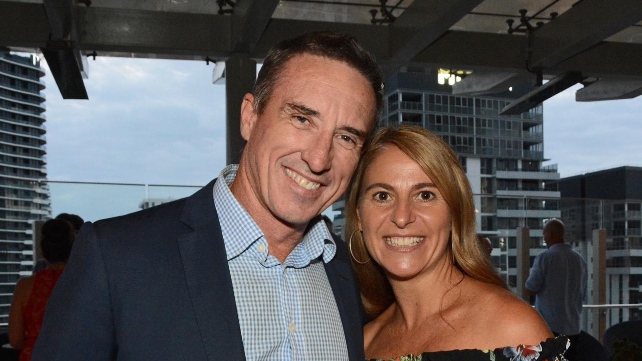 Rod Hockey and Sarah Kynezos at GC Suns 2022 season launch at Nineteen at The Star Gold Coast. Pic: (c) Regina King