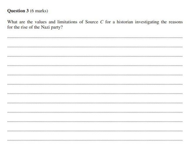 A question from the 2022 Modern History HSC exam. Picture: NSW Education Standards Authority.