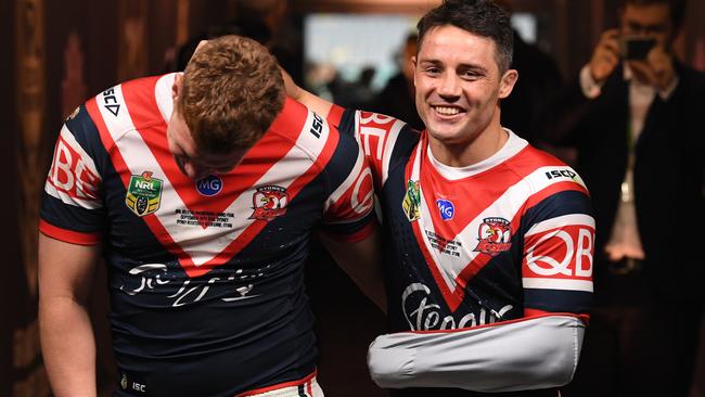 Cooper Cronk helped the Roosters win the 2018 grand final despite a fractured shoulder. Picture: AAP