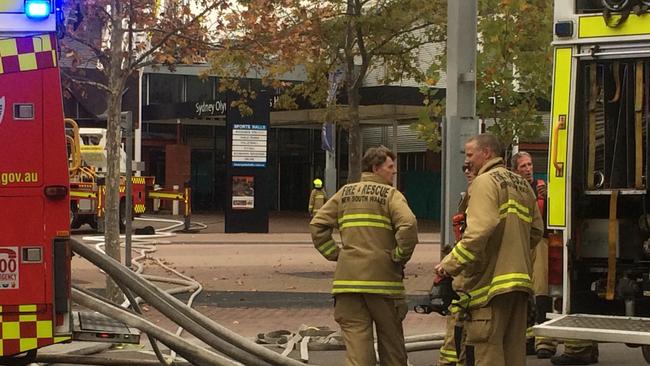 Firefighters attend a building fire at the Sydney Olympic Park precinct on Friday, May 12, 2017.