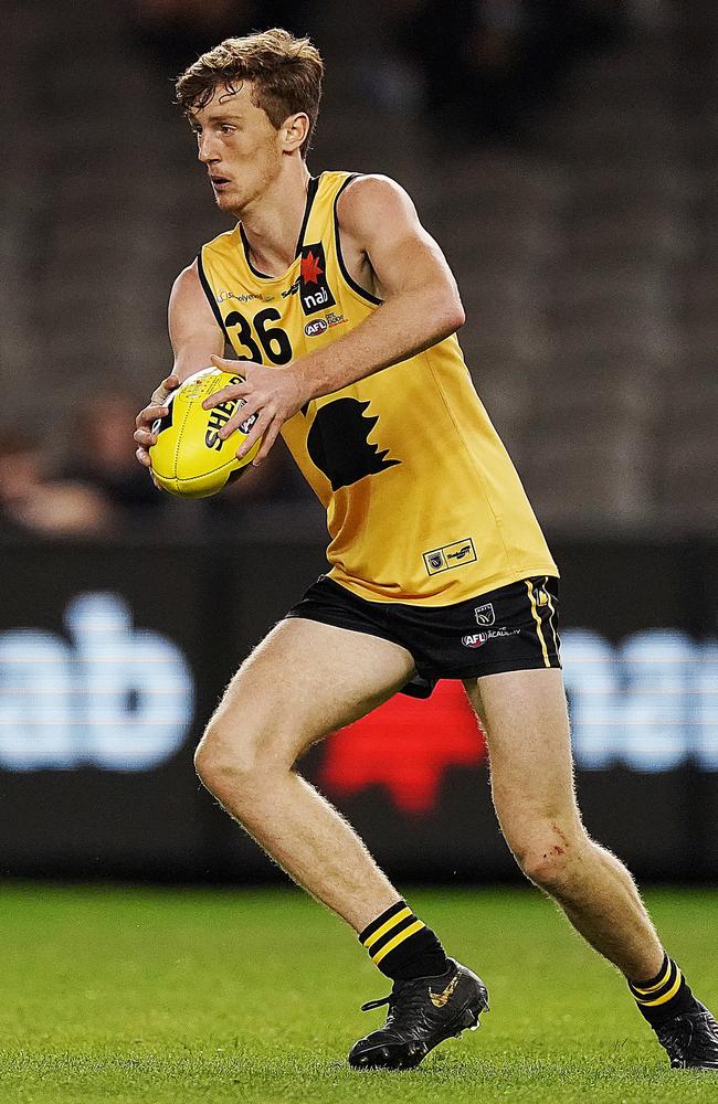 Eddie Ford of the Western Jets poses for a photograph prior to a training  session for AFL Combine players from Victoria Metro and Victoria Country  ahead of the 2020 AFL Draft at