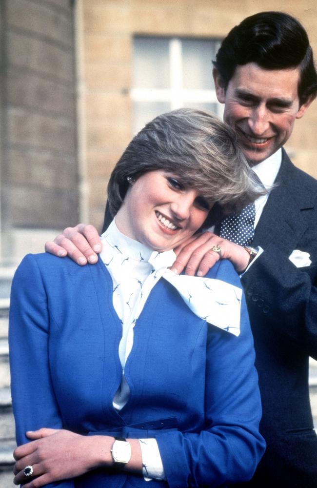 Diana wearing the sapphire engagement ring. Picture: AP Photo