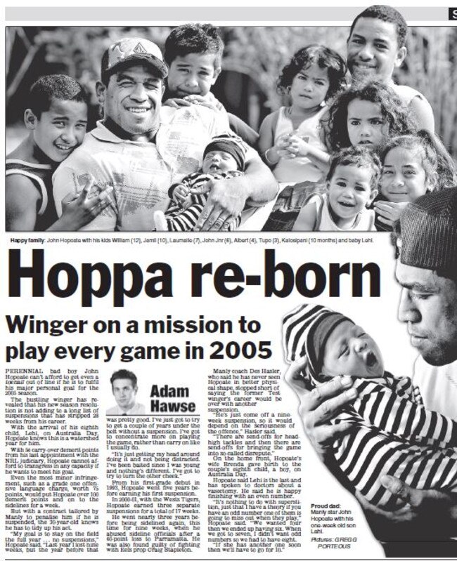 Lehi Hopoate in The Daily Telegraph with dad John.