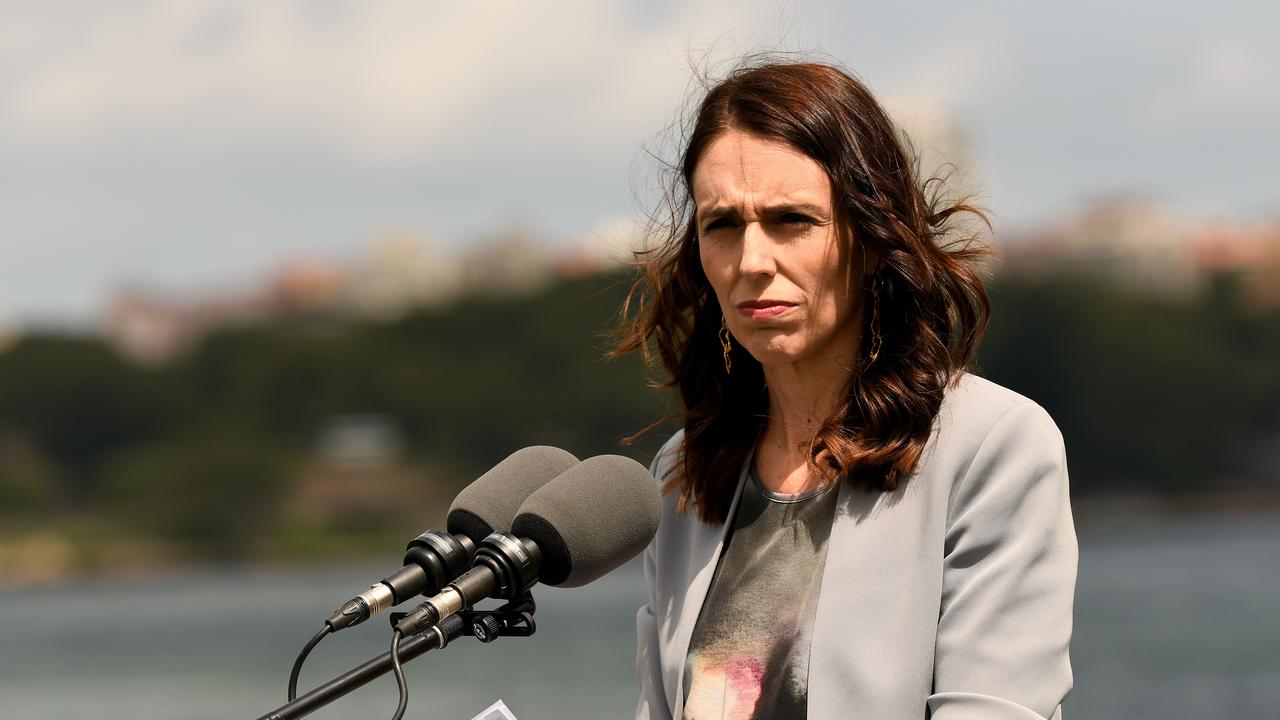 Ms Ardern launches her stinging attack during a harbourside press comference. Picture: Bianca De Marchi/AAP