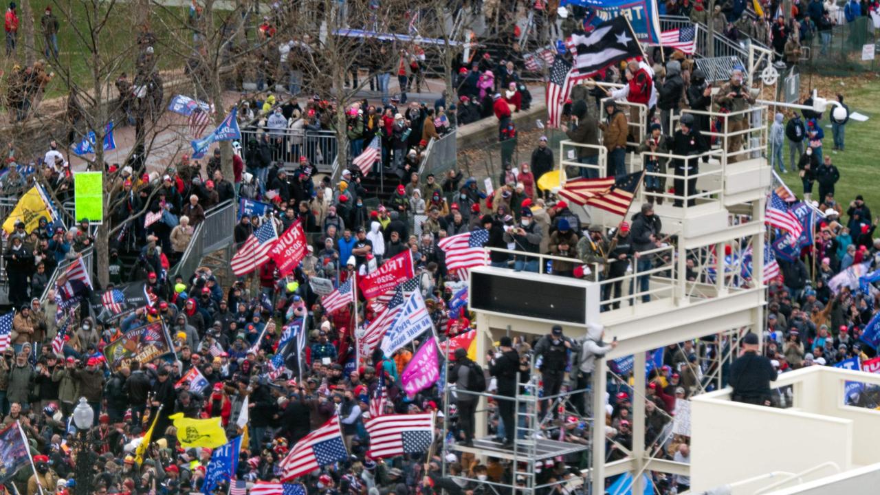 Hours of violence followed as his supporters stormed the building, where the electoral college votes were being formally counted. Picture: Saul Loeb/AFP