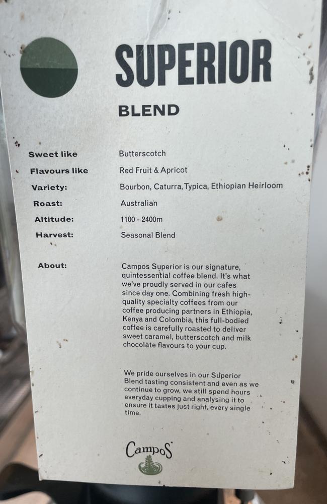 One of the coffee bean blends on offer in Hyve.