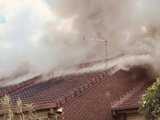 Fire billowing from a unit at Barbaralla Dr, Springwood. December 19, 2023