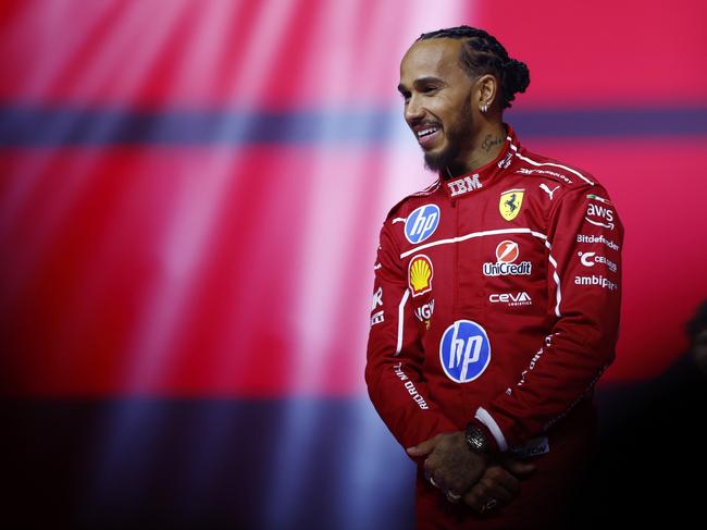 Lewis Hamilton in Ferrari red. Picture: Sam Bloxham/Getty Images