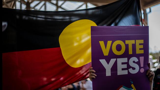 Yes supporters marched in major cities around Australia on Sunday. Picture: Roni Bintang/Getty Images