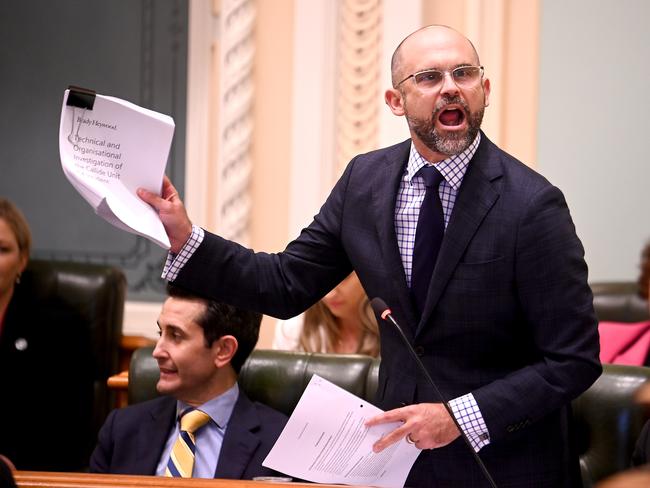 BRISBANE, AUSTRALIA - NewsWire Photos April 30, 2025:  Treasurer, Minister for Energy and Minister for Home Ownership. David JanetzkiQueensland Parliament sitting and Question time.Picture: NewsWire / John Gass