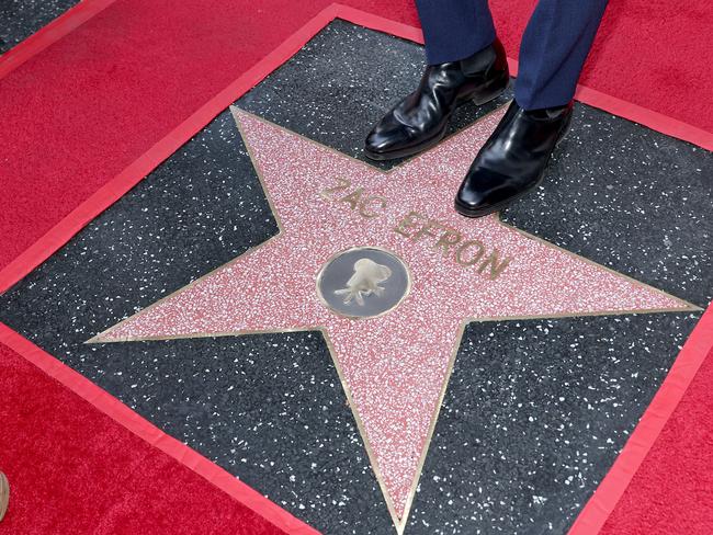 A view of Zac Efron's star is seen during the Hollywood Walk of Fame.