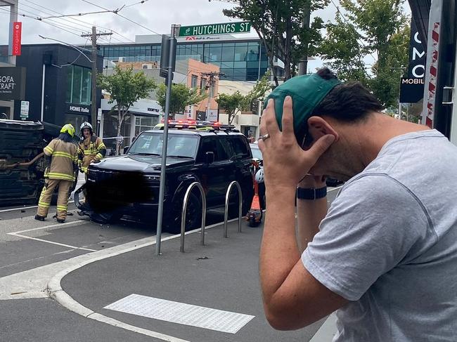 Two in custody in Richmond after fleeing the scene and flipping a car into premiership hawk jordan lewis vehicle (he wasn’t in the car at the time). Source: Instagram