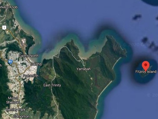 The woman was attacked by the shark off Fitzroy Island, near Cairns in Far North Queensland. Picture: Google Maps.