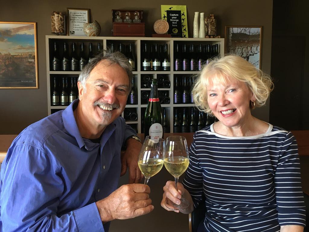 Brad and Cheryl Hutchings at Savina Lane Wines cellar door.