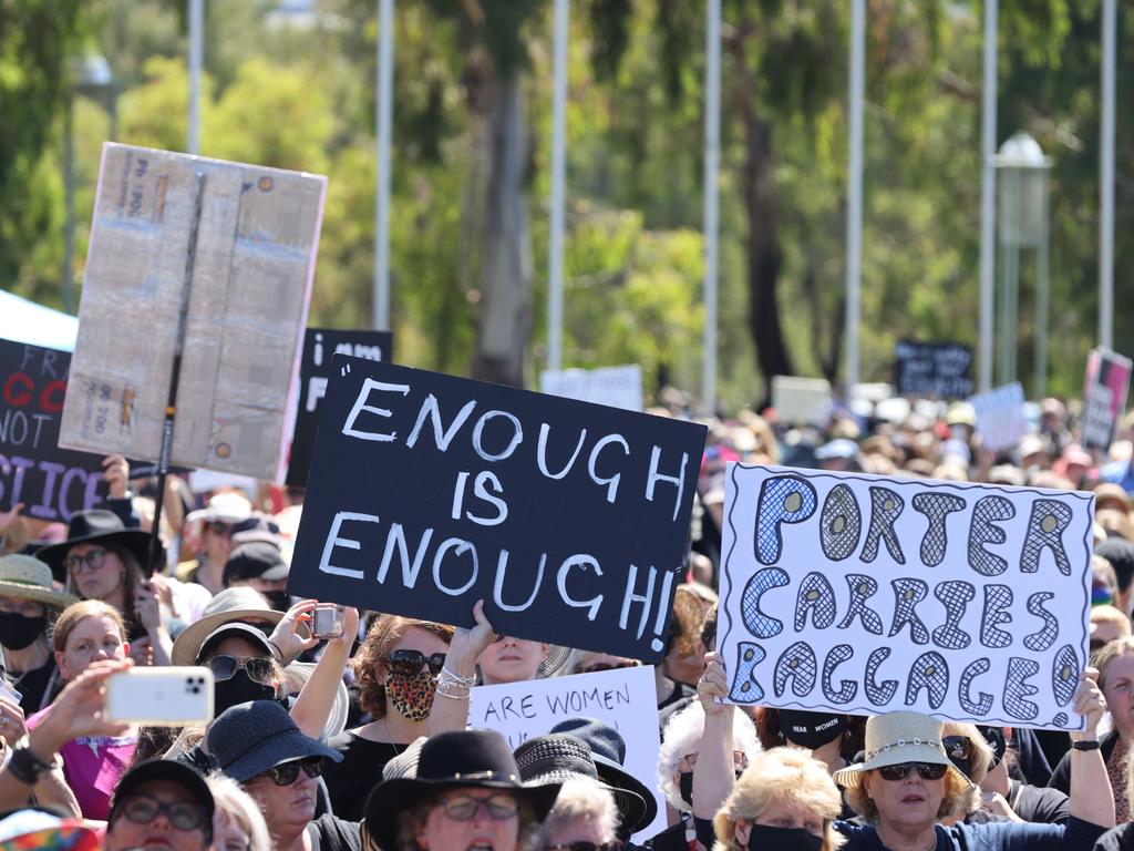 Ms Higgins’ allegation helped prompt thousands to protest outside parliament during the March 4 Justice rallies. Picture: NCA NewsWire/Gary Ramage