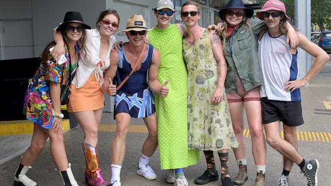 Some of the blokes took on unusual fashion choices at the festival. Picture: NCA NewsWire / Jeremy Piper