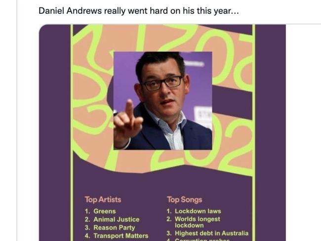 The post was criticised by Spotify Australia on Thursday