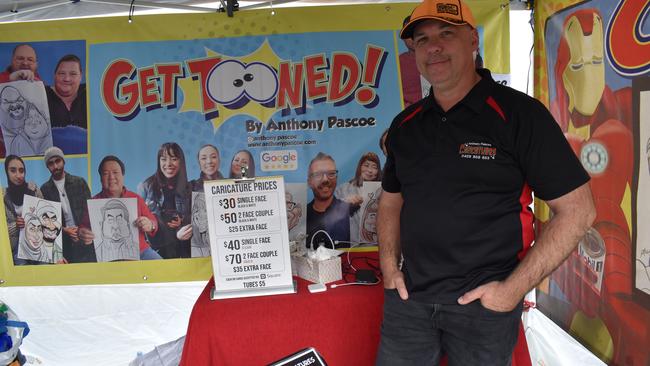 Melbourne artist Anthony Pascoe was at the show transforming people into cartoons with his illustrations.