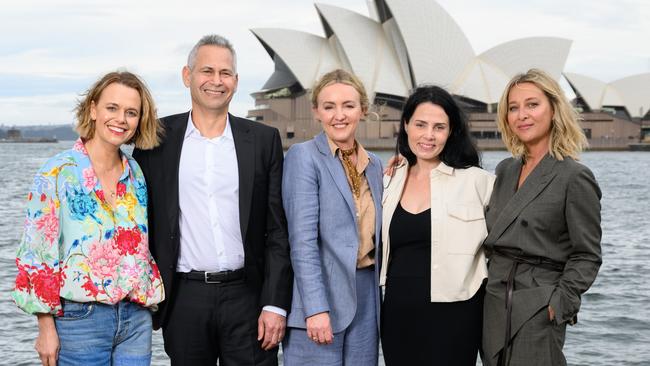 Mia Freedman, Steve Hutensky, Sarah Scheller, Jodi Matterson and Asher Keddie at Binge event. Picture: James Gourley