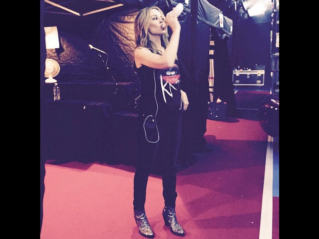 “Backstage, rehearsals..... #kissmeoncetour ... Picture: Kylie Minogue/Instagram