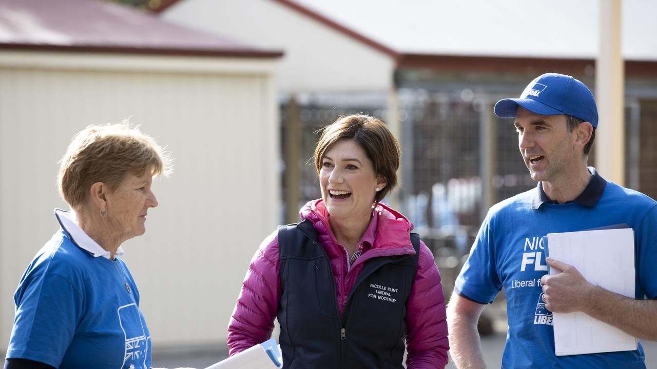 Federal Election in the seat of Boothby - Liberal candidate Nicolle Flint at Colonel Light Gardens Primary School. Picture: Brett Hartwig