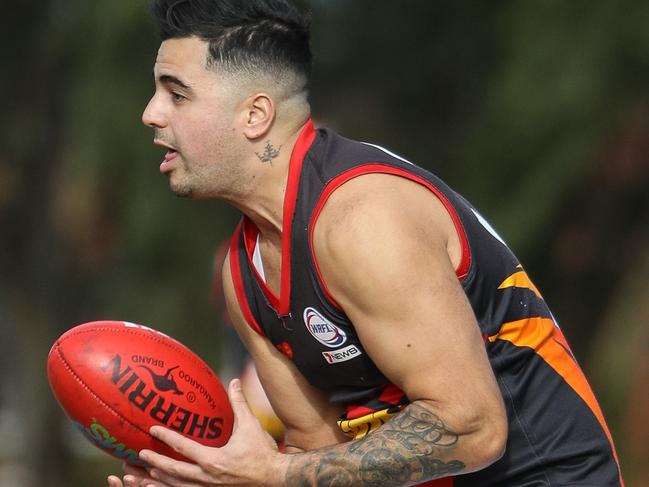 Nathan Halapio in action for Wyndham Suns in the WRFL. Picture: Local Legends Photography