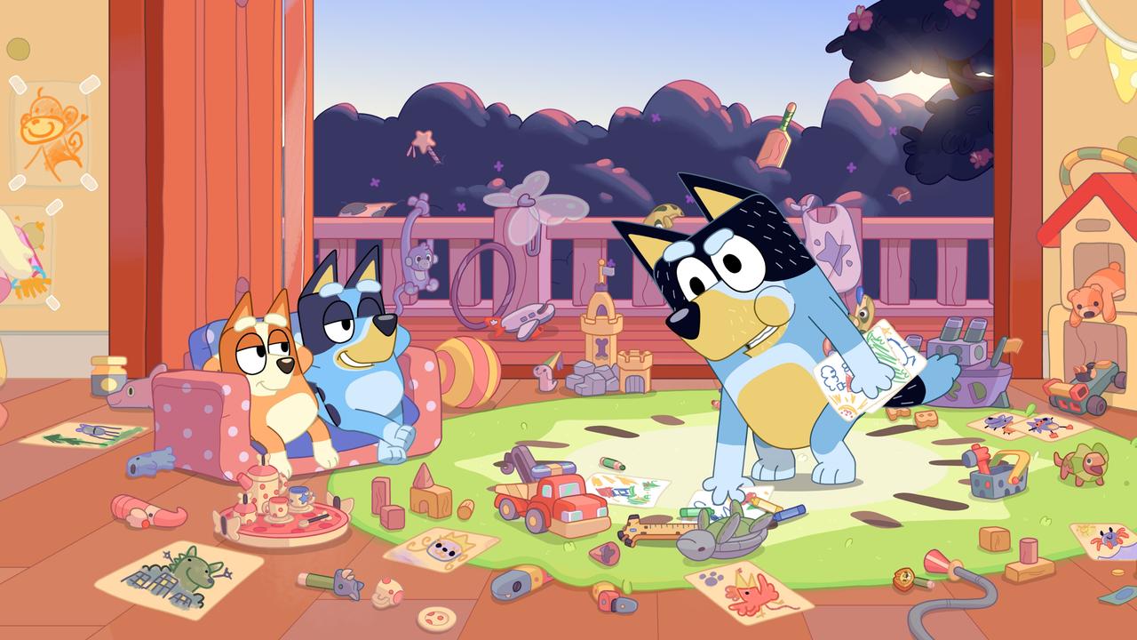 A screenshot from the ABC TV show Bluey and its episode Robot Dad.