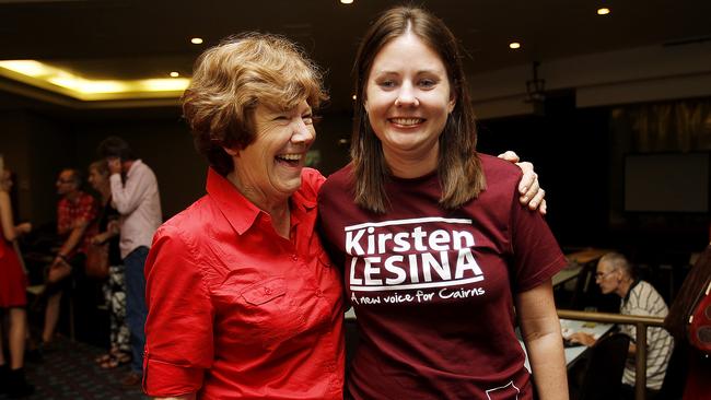 Former ALP state candidate Kirsten Lesina at an election after-party at Brothers League Club in 2012 with former Member for Cairns, Desley Boyle.