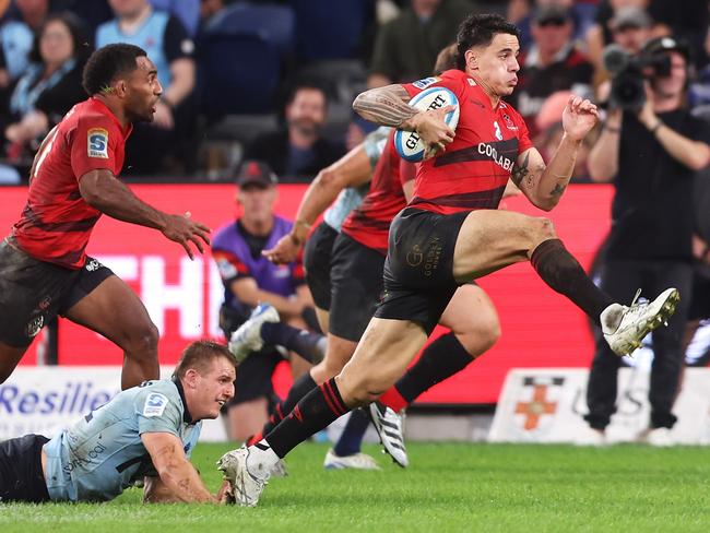 Rivez Reihana makes a break for the Crusaders. Picture: Getty Images