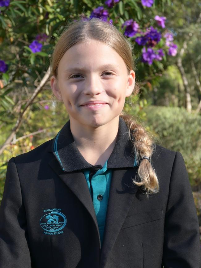 Mullaway Primary School female captain Mya Witten.