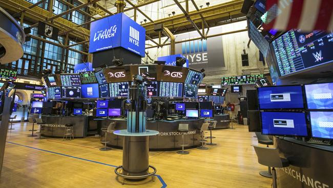 The trading floor of the New York Stock Exchange is closed because of coronavirus concerns. Picture: AP