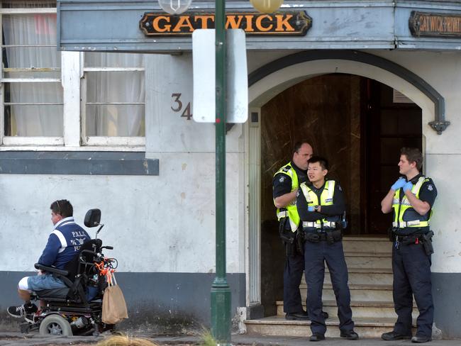 Police outside the Gatwick last year after a man later charged with murder was feared to be hiding inside. Picture: Jay Town