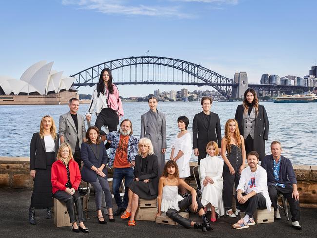 Destination NSW’s 2018 Faces of Fashion: Edwina McCann, Kellie Hush, E, Camilla Freeman-Topper, designer, Marc Freeman, Alice McCall, Bianca Spender, Jessica Gomes, Roberta Pecoraro, Isabella Manfredi, Sonny Vandevelde, Alison Veness, Al Weekes, Mikey Nolan, Toby Jones, Diane Gorgievski and Eva Galambos. Picture: Daniel Boud