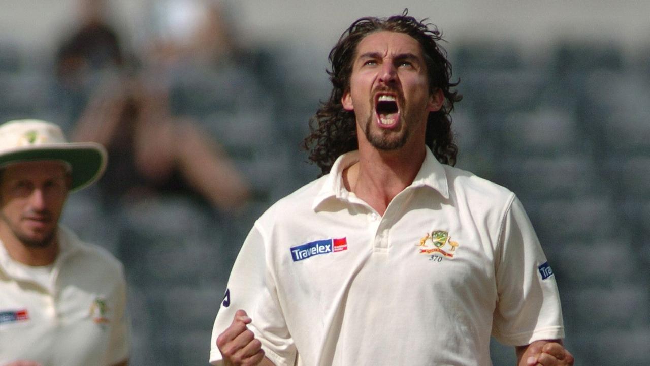 Jason Gillespie celebrates a wicket in 2005.