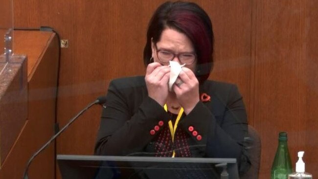 George Floyd's girlfriend, Courteney Ross, sobbed on the witness stand. Picture: Supplied