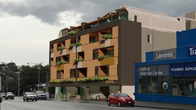 Facade of proposed Behrakis residential apartment complex at 40-44 Burnett St, North Hobart.