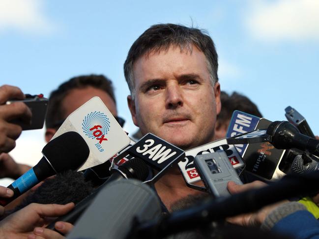 Former Beaconsfield Mine manager Matthew Gill fronts a press conference during the rescue effort.