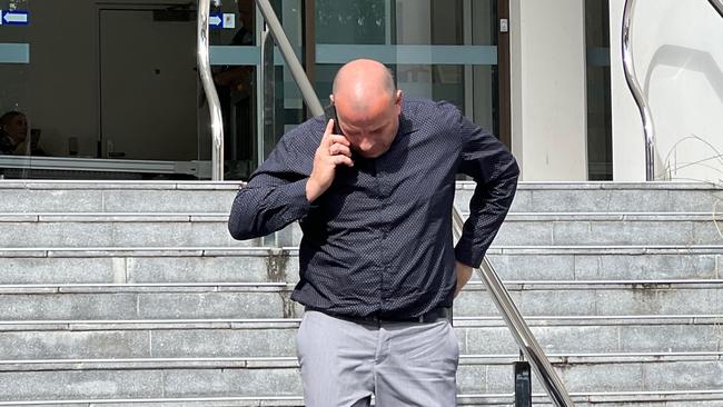 Mathew Golding leaving Wollongong Local Court after pleading guilty to commercial ice supply charges. Picture: Dylan Arvela