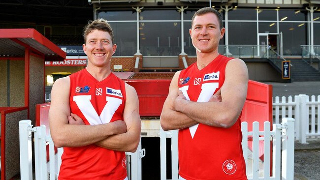 North Adelaide brothers Campbell and William Combe at Prospect Oval. Picture: Mark Brake