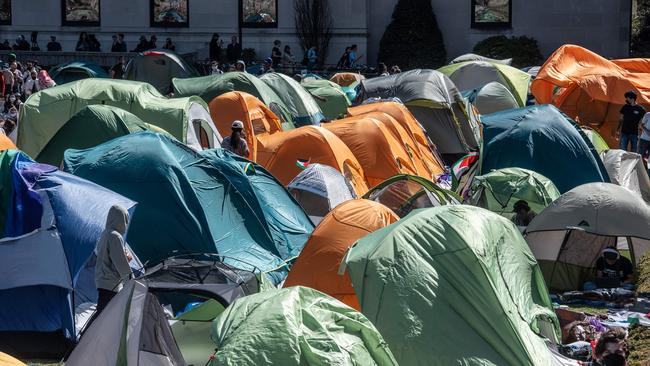 In a growing number of college campuses throughout the country, student protesters are setting up tent encampments on school grounds to call for a ceasefire in Gaza. Picture: Getty Images/AFP