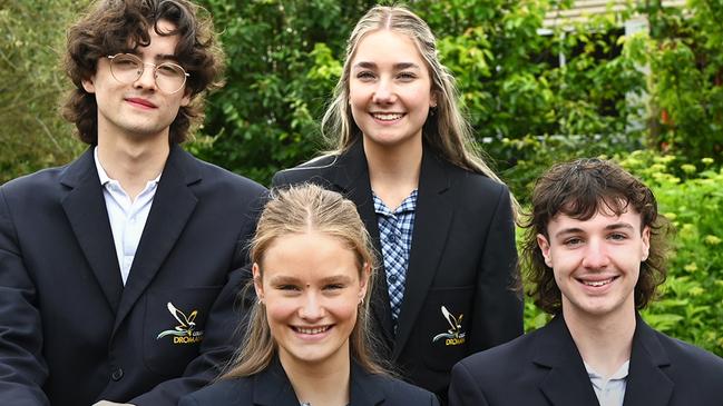 Dromana Secondary College captains for 2023 Oliver Delany, Robby Wood Ingram, Mackenzie Duncan and Esther Leishman. Picture: Dromana Secondary College