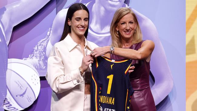 Caitlin Clark was taken with the No. 1 pick by the Indiana Fever. (Photo by Sarah Stier/Getty Images)