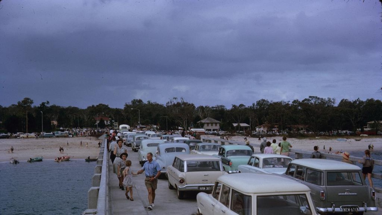 Leo and Vonnie were driving their blue 1941 Pontiac sedan (third car down on the left) during the grand opening of the Bribie Island Bridge on October 19, 1963