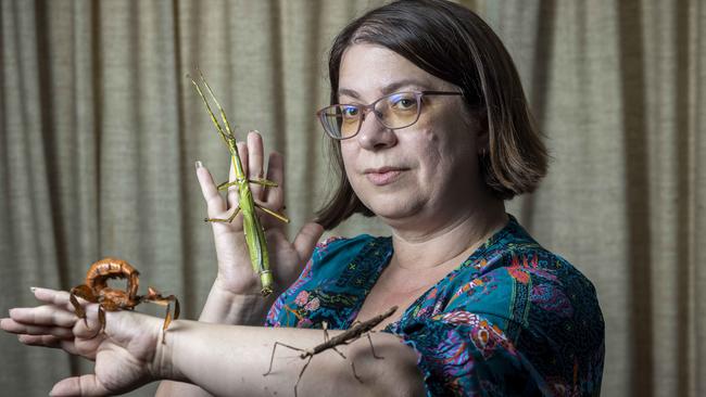 Amy Bosdorf has more than 20 insects and has felt conflicted when required to write profiles on all her animals for her rental applications, despite Victorian landlords unable to discriminate against renters owning pets under law. Picture by Wayne Taylor 20th March 2024